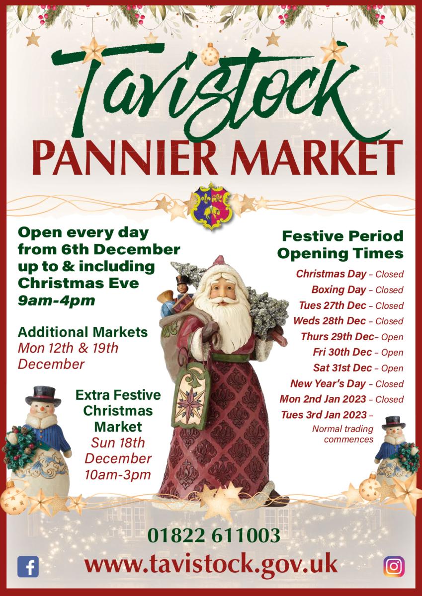 Pannier Market Festive Period Opening Times Tavistock Town Council
